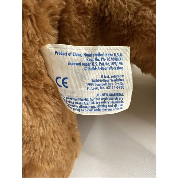 Build-A-Bear floppy eared dog brown with white circle on eye and pink tongue - Picture 7 of 7